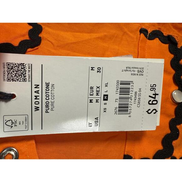 NWT Piombo Orange Long Sleeve Shirt Size M - Picture 4 of 4